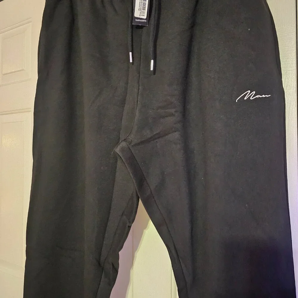 Boohooman Skinny Logo Signature Jogger Pants Black Size 4XL NWT - Picture 3 of 3